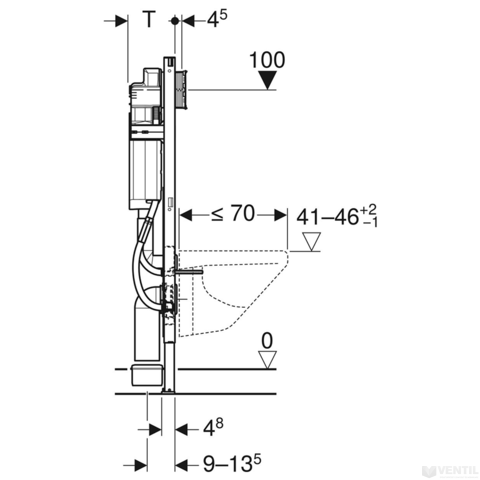 Geberit Duofix fali WC szerelőelem (lábonálló, akadálymentes), 112 cm + Sigma 12 cm-es falon belüli WC tartály