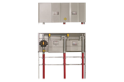 Peró Gáz előkerti iker szabályozó-és mérőállomás - T9 E - 1x2 két gázmérő egy irányban, Gázgép