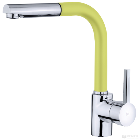 Teka ARK 938 egykaros mosogató csaptelep forgatható kifolyócsővel, kihúzható zuhanyfejjel, citromsárga