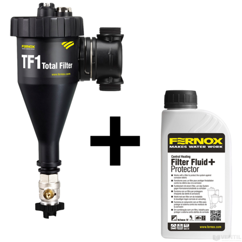 Fernox TF1 Total Filter mágneses iszapleválasztó 28mm Filter Fluiddal + AJÁNDÉK Protector 500ml inhibitor védőfolyadék