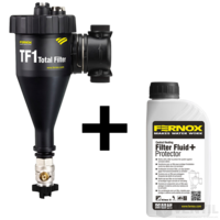 Fernox TF1 Total Filter mágneses iszapleválasztó 3/4" Filter Fluiddal + AJÁNDÉK Protector 500ml inhibitor védőfolyadék