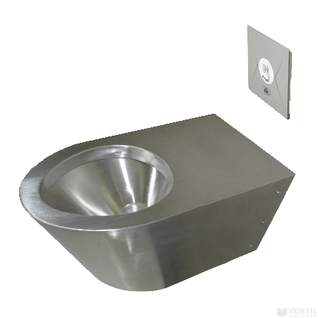 B&K akadálymentes fali WC csésze, hátsós, rozsdamentes acél, falra szerelhető
