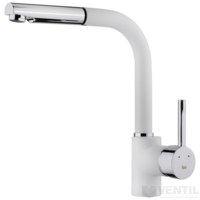 Teka ARK 938 egykaros mosogató csaptelep forgatható kifolyócsővel, kihúzható zuhanyfejjel, fehér