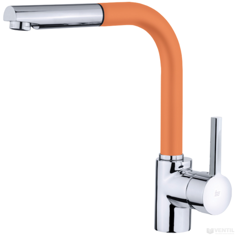 Teka ARK 938 egykaros mosogató csaptelep forgatható kifolyócsővel, kihúzható zuhanyfejjel, narancssárga