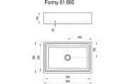 Ravak Formy 01 600 D mosdó, 60x39 cm, beépíthető, fehér öntött műmárvány