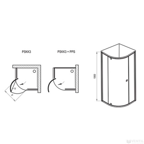 Ravak Pivot PSKK3-80 krómhatású + Transparent zuhanykabin
