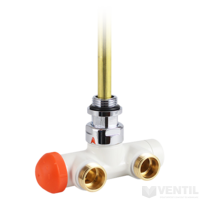 Herz VUA-50 lándzsás radiátorszelep 50% egycsöves sarok jobb 50mm M28 előbeállítási lehetőség fehér