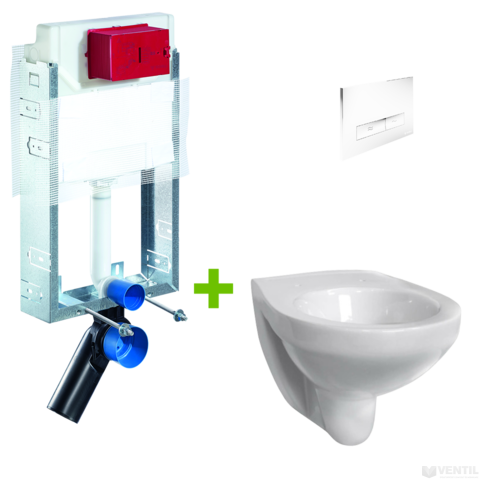 Schell Montus C-N 120 falazható WC tartály + Konkav fehér nyomólap + Gladys WC csésze