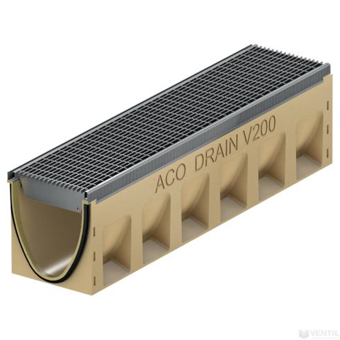 ACO Multiline V200S/G folyókarács 500mm, hosszbordás, öntöttvas
