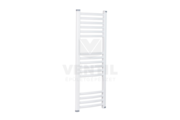 Silver 400X1000 mm íves elektromos törölközőszárító radiátor fehér, 600W-os fehér termosztátos fűtőpatronnal, végdugóval
