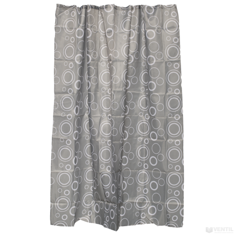 Bath Duck zuhanyfüggöny textil 180 x 200 cm szürke kör mintás
