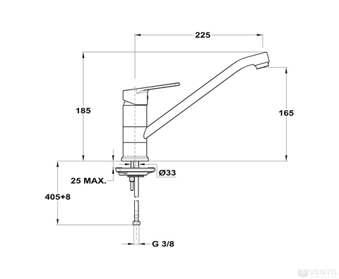 Mofém Zenit egykaros mosogató csaptelep forgatható kifolyócsővel (225 mm)