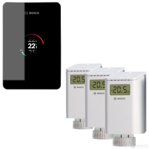 Bosch EasyControl CT 200 fekete okostermosztát 3db EasyControl okos termosztátfejjel