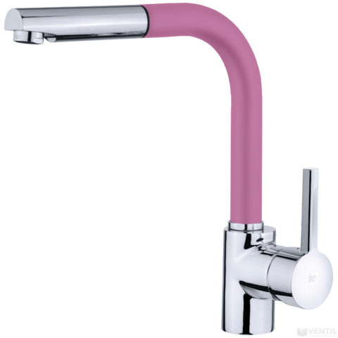 Teka ARK 938 egykaros mosogató csaptelep forgatható kifolyócsővel, kihúzható zuhanyfejjel, rózsaszín