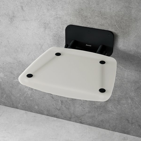 Ravak OVO-B II szögletes lehajtható zuhanykabin ülőke, 36x36cm, átlátszó/fekete