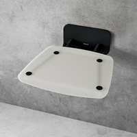 Ravak OVO-B II szögletes lehajtható zuhanykabin ülőke, 36x36cm, opál/fekete