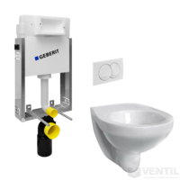 Geberit Kombifix Basic fali WC szerelőelem (nem lábonálló), 108 cm + Delta 12 cm-es falon belüli WC tartály + Delta20 WC nyomólap + Gladys WC csésze