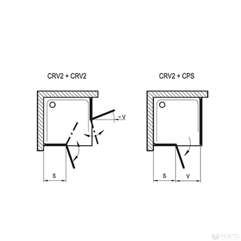 Ravak Chrome CRV2-90 szatén + Transparent (1 oldal) zuhanykabin