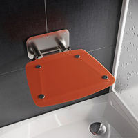 Ravak OVO-B II szögletes lehajtható zuhanykabin ülőke, 36x36cm, narancssárga/rozsdamentes acél