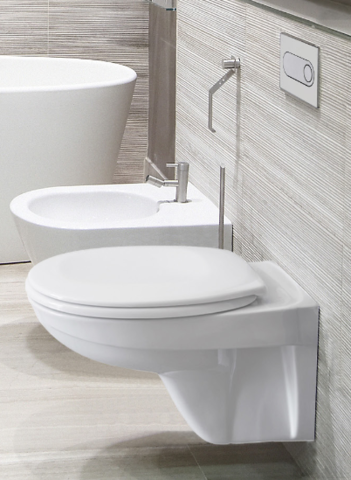 Pestan Fluenta Basic mélyöblítésű fali WC csésze gyorcsatlakozós, lecsapódásgátlós ülőkével, falra szerelhető