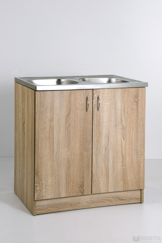 HB mosogató szekrény kétmedencés mosogatótálcával 850x800x600 mm (sonoma)