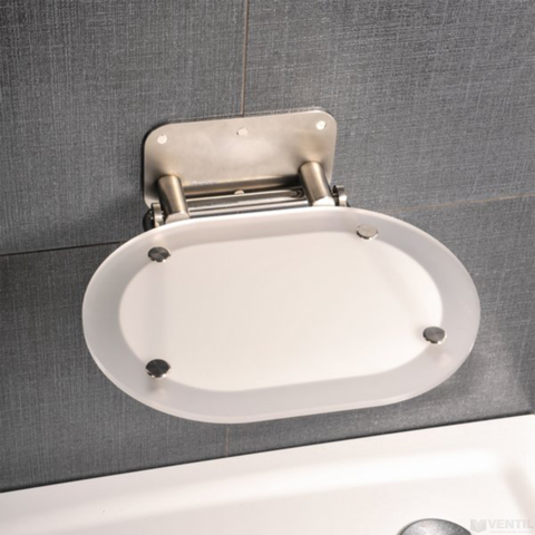 Ravak CHROME CLEAR/STAINLESS áttetsző fehér zuhanykabin ülőke teljesen fehér belső résszel 410x375mm