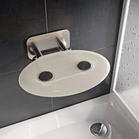 Ravak OVO-P II ovális lehajtható zuhanykabin ülőke, 41x35cm, átlátszó/rozsdamentes acél