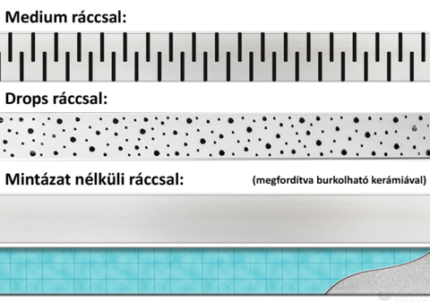 Mofém Linear MLP-650 M zuhanyfolyóka medium ráccsal, 650mm