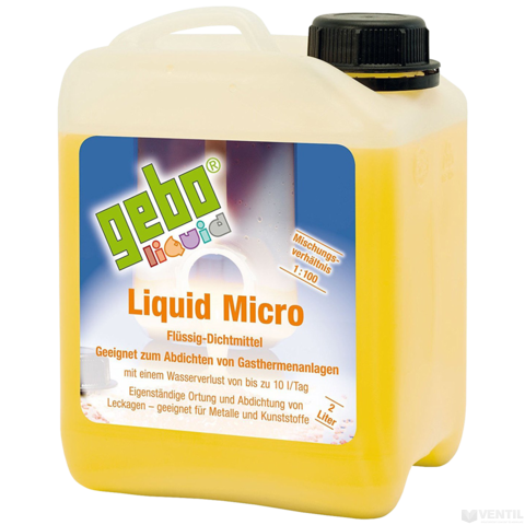 Gebo Liquid Micro folyékony tömítőanyag napi 10L vízveszteségű gázkazán rendszerekhez, 2L