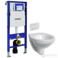 Geberit Duofix Basic fali WC szerelőelem (lábonálló), 112 cm + Delta 12 cm-es falon belüli WC tartály + Delta20 WC nyomólap + Gladys WC csésze