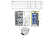 HZR DUO-302 álló indirekt tároló szigeteléssel, 2 fix hőcserélővel, fűtőbetéttel, 3kW, 300 literes