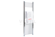 Silver 400X1200 mm egyenes elektromos törölközőszárító radiátor króm, 600W-os króm termosztátos fűtőpatronnal, végdugóval